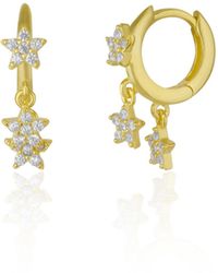 Spero London - Star Sterling Eardrop Hoop Earring - Lyst