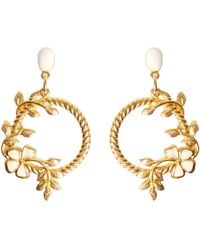 Caramel Vintage Jewellery - Cream Flower Hoop Earrings - Lyst