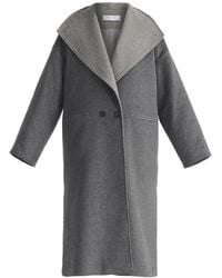Paisie - Two-Tone Double Breasted Wool Blend Coat - Lyst