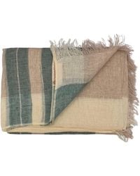 Heritagemoda - Neutrals Handwoven Light Linen Scarf With Sage Colour-Block Detail - Lyst