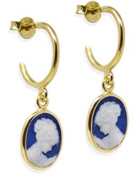 Vintouch Italy - Plated Mini Cameo Hoop Earrings - Lyst