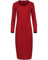 Conquista - Long Sleeve Round Neck Midi Dress - Lyst
