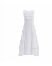 Haris Cotton - Linen Maxi Sleeveless Dress With Lace Trim Details And Ruffles - Lyst