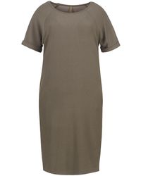 Conquista - Olive Punto Di Roma Short Sleeve Dress With Pockets - Lyst