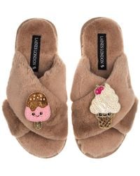 Laines London - Classic Slippers With Laines Lovables Ice Lolly & Ice Cream Brooches - Lyst