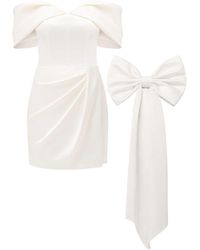 Tia Dorraine - Heavenly Kissed Satin Mini Dress With Statement Bow Belt - Lyst