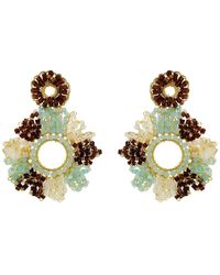 Lavish by Tricia Milaneze - Blue & Brown Mix Marigold Handmade Crochet Earrings - Lyst