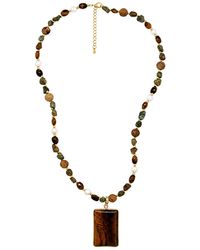 Uchi and Soto - Nekomeishi Tigers Eye & Semi-Precious Stones Necklace - Lyst