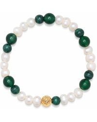 Nialaya - Pearl Wristband With Green Aventurine And Malachite - Lyst