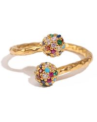 Ebru Jewelry - Radiant Duo Multi Gemstone & Diamond Adjustable Ring - Lyst