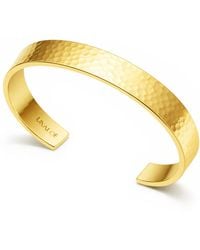 Unaloe - Open Plated Rigid Bangle With Wide Hammered Band – Handmade Italian Jewelry - Lyst