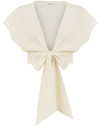 Lilamie - Neutrals Rio Front Tied Crop Dizayn Summer Top - Lyst