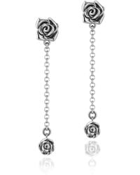 Unaloe - Sterling Minimal Rose Drop Earrings – Contemporary Botanical Designer Jewelry - Lyst