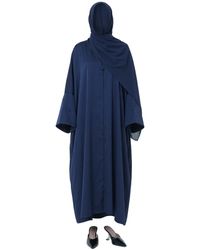 Ashita Fernandes - Satin Blend Front Open Abaya With Embroidered Sheila Set - Lyst