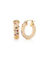 Gold & Honey - Small Oval Confetti Hoop Earrings - Lyst