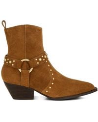Rag & Co - Rodeo Studded Real Suede Leather Ankle Boots - Lyst