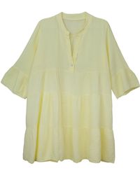 Cove - Cheesecloth Tiered Yellow Dress - Lyst
