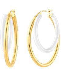 Gold & Honey - Double Oval Enamel Hoop Earrings - Lyst