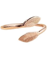 Posh Totty Designs - Rose Gold Plated Leaf Open Ring - Lyst