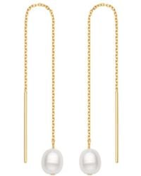 Vanhi - Eira Pearl Drop Threader Earrings - Lyst
