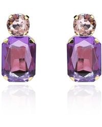 Michael Nash Jewelry - Adelle Light Amethyst Crystal Octagon And Light Rose Round Stone Drop Earrings - Lyst