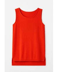 Conquista - Sleeveless Knit Top With Uneven Hemline - Lyst