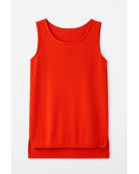 Conquista - Sleeveless Knit Top With Uneven Hemline - Lyst