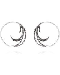 Lee Renee - Duck Feather Hoop Earrings Silver - Lyst