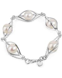 Lucy Quartermaine - Couture Pearl Bracelet With Swarovski Crystals - Lyst