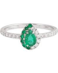 Artisan - 14K Emerald & Diamond Pear Halo Ring - Lyst