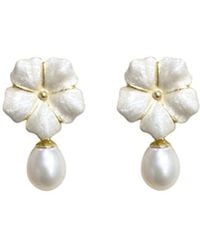 Agora Jewellery - Bavella Mini Drop Pearl Earrings - Lyst