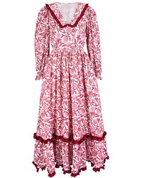 Echo of Pink - Delilah Hand Block Print Cotton Dress - Lyst