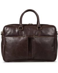 Hides Leather Co. - Handmade Leather Briefcase, Slim Laptop Messenger With Shoulder Strap - Lyst
