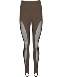 No'design - Sheer Detail Elastic Hem Khaki Leggings - Lyst