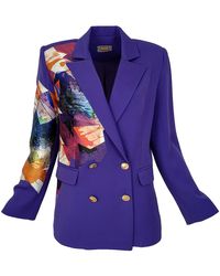 Lalipop Design - Double Breasted Jacket Embellished With Laser-cut Abstract Print Jacquard - Lyst