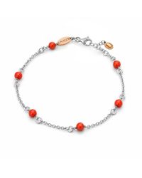 Unaloe - Sterling Mediterranean Coral Chain Bracelet For – Elegant Minimal Coral Jewelry - Lyst