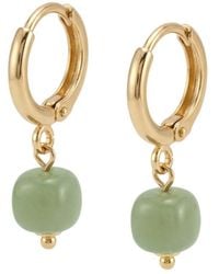 seree - Berry Small Hoop With Green Bead Earrings - Lyst