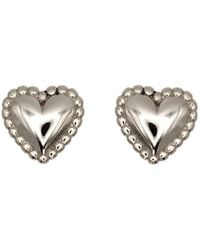 VicStoneNYC Fine Jewelry - Lovely Heart Stud Solid Earrings - Lyst
