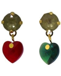 Vickisarge - Yuletide Crystal Heart Drop Earrings - Lyst