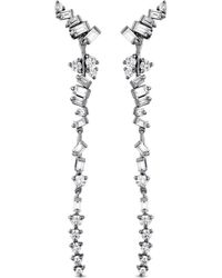 SALLY SKOUFIS - Baguette Drop Earrings With Made Cz Diamond Stimulant - Lyst
