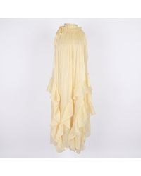 Modenaire - Halter Neck Maxi Dress With Ruffle Layers And Waist Tie - Lyst