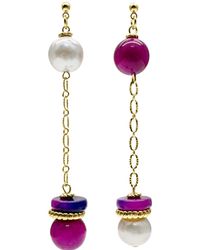 Farra - Freshwater Pearls And Gemstone Dangle Earrings - Lyst