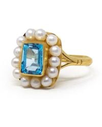 Vintouch Italy - Luccichio Sky Topaz Ring With Pearls - Lyst