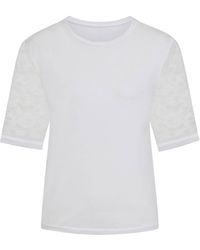 Sophie Cameron Davies - Ivory Lace Sleeve Cotton T-Shirt - Lyst