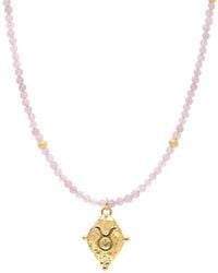 Seven Saints - Taurus Gemstone Choker Necklace, Rose Quartz, Plated - Lyst