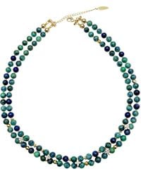 Farra - Phoenix Lapis With Zircon Stone Double Layers Collar Necklace - Lyst