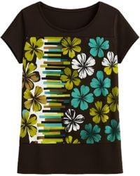 Conquista - Floral Print Short Sleeve Top - Lyst