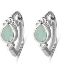 Zohreh - Amazonite Boho Huggie Hoop Earring Pair Sterling - Lyst