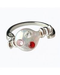 Lucy Andy - Handmade Stainless Steel Ring With Baroque Pearl & 3 Colorful Cubic Zirconia Inclusions - Lyst