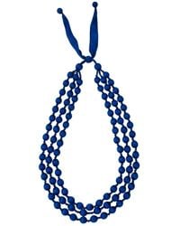 Silk and Bears - Cobalt Hand-Knotted Silk Bead Necklace – Triple Strand - Lyst